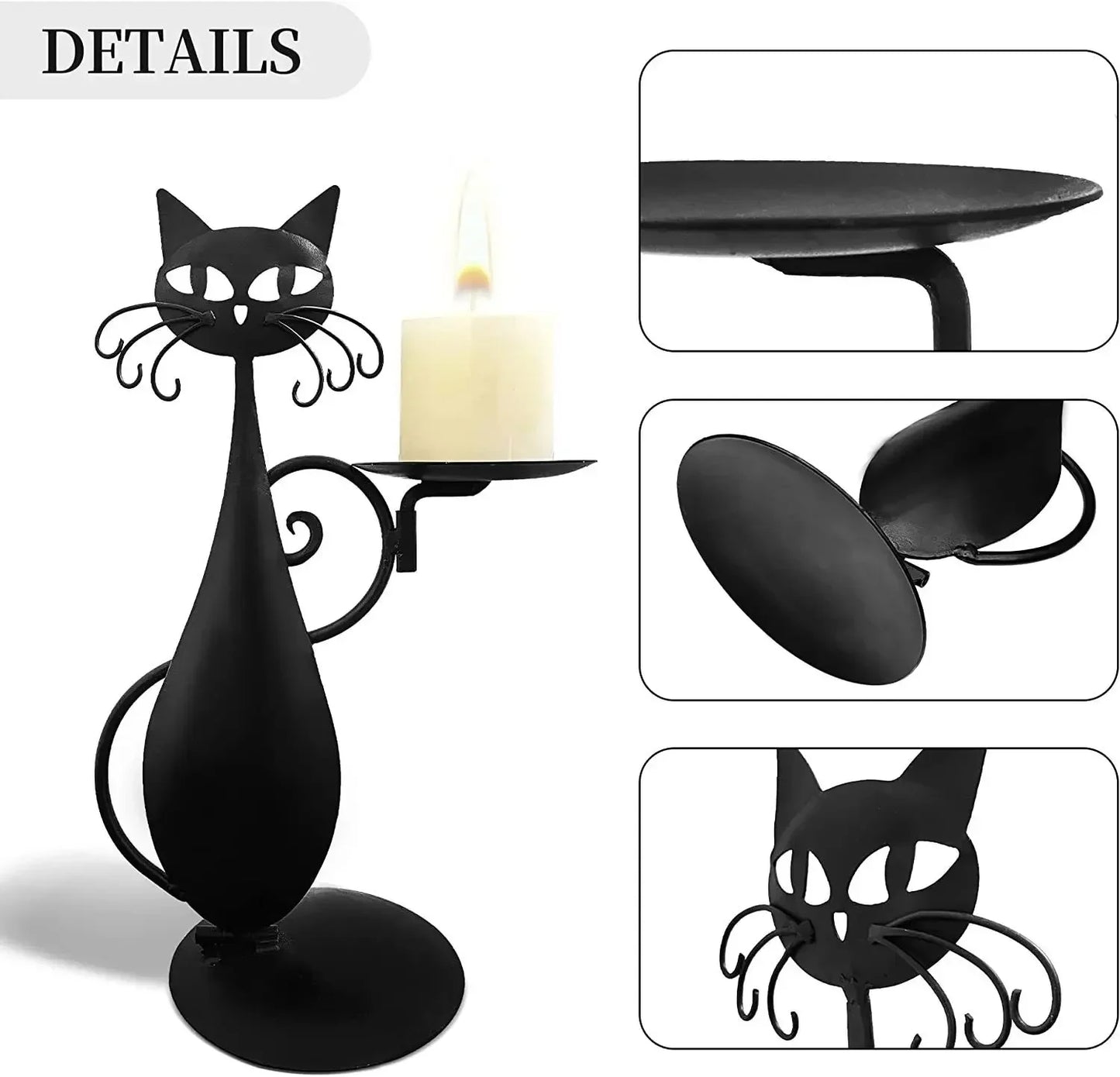 Cozy Black Cat Candle Holder