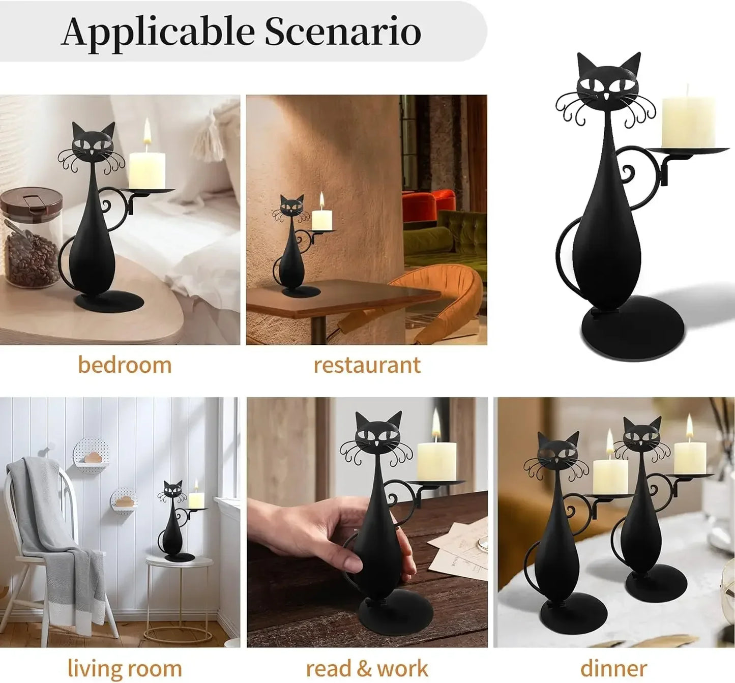 Cozy Black Cat Candle Holder