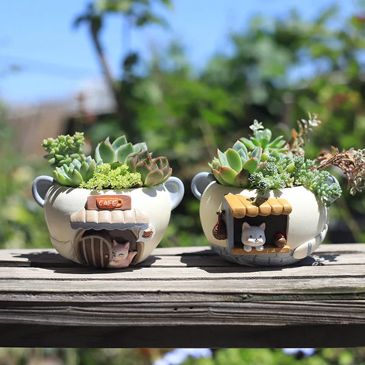 Cozy Cafe Flower Pots